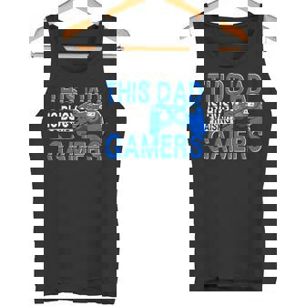 This Dad Is Busy Raising Gamers Gamer Game Controller Gaming Tank Top - Monsterry