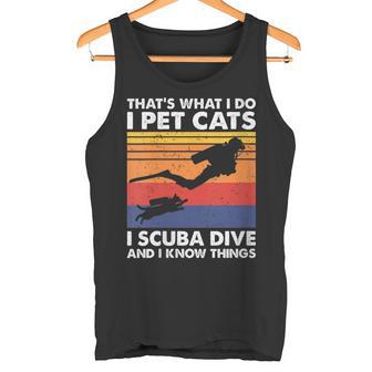 Damen Das Ist Was Ich Mache Ich Streichle Katzen I Scuba Dive & Ich Weiß Dinge Mit-Ausschnitt Tank Top - Geschenkecke