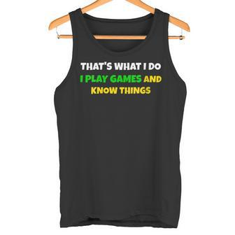 Damen Lustig Das Ist Was Ich Mache Ich Spiele Und Weiß Dinge Mit-Ausschnitt Tank Top - Geschenkecke