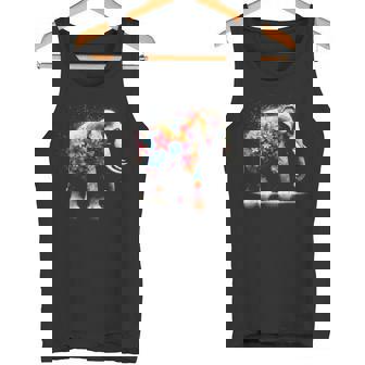 Double Exposure Thai Elephant Songkran Flower Water Festival Tank Top - Monsterry