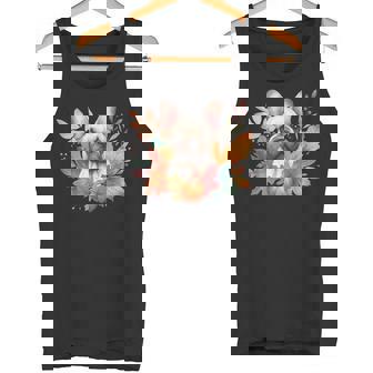 French Bulldog Autumn Fall Red Leaves Holiday Thanksgiving Tank Top - Monsterry