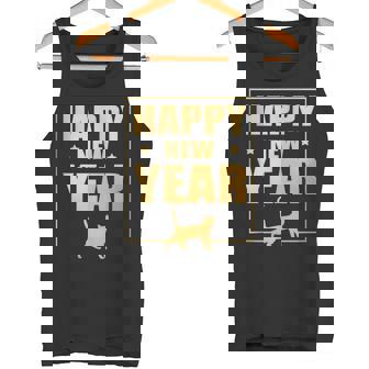 Happy New Year Cat Owner New Years Eve Cat Silhouette Tank Top Tank Top - Monsterry