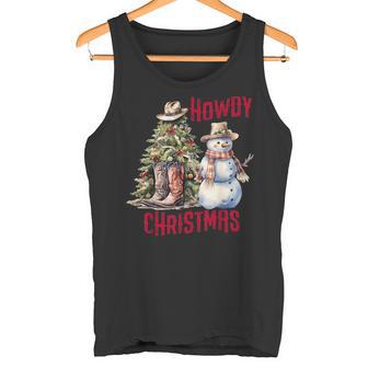 Howdy Christmas Western Cowboy Snowman Christmas Vibe Tank Top - Monsterry