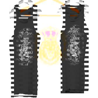 King Lion Wearing Crown Queen Lion Animal Tank Top - Monsterry