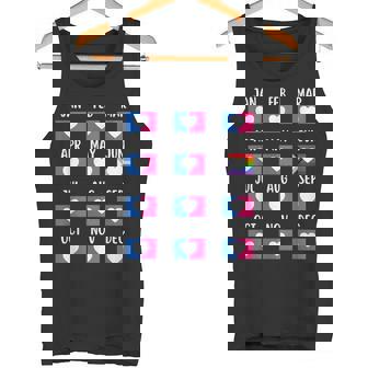 LGBTQ Pride Love Cisgender Heart Flag Twelve Month Calendar Tank Top - Monsterry
