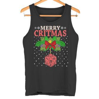 Merry Critmas 20 Sided Dice RPG Christmas Holiday Board Game Tank Top - Monsterry