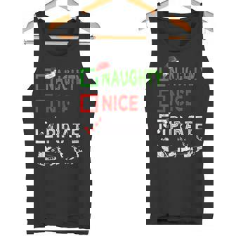 Naughty Nice Pirate Christmas Pajamas Santa Hat Xmas Tank Top - Monsterry