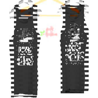Nurse Claus Christmas Lights Red Plaid Family Matching Tank Top - Monsterry
