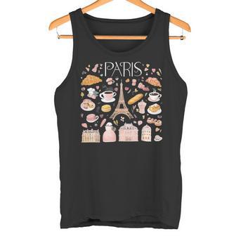 Paris France Souvenir Elegant Parisian Landmarks Aifel Tower Tank Top - Geschenkecke