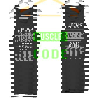 Programmer Writing Code Muscles Meme For Computer Geek Tank Top - Monsterry