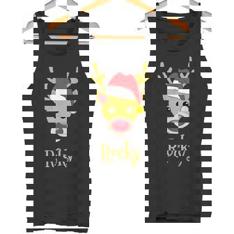 Rocky Christmas Red-Nosed Reindeer Personalized Name Tank Top - Monsterry