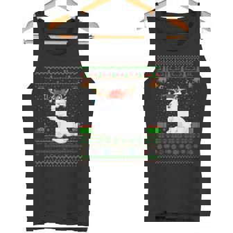 Santa Hat Matching Ugly Arctic Hare Christmas Tank Top - Monsterry