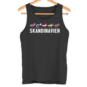 Scandinavia Sweden Norway Denmark Flags Elk Holiday Tank Top - Geschenkecke