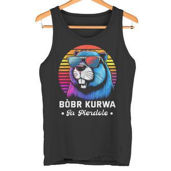 Synthwave Polish Bobr Meme Bober Kurwa Ja Pierdole Bòbr Tank Top - Geschenkecke