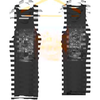 Victorian Christmas Pub Scene Charming Art Print Tank Top - Monsterry