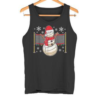 Volleyball Snowman Fun Volleyball Christmas Tank Top - Monsterry