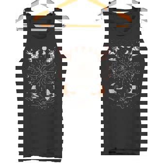 Witch Aesthetic Moon Phases Cosmic Stars Crystals & Snakes Tank Top - Monsterry