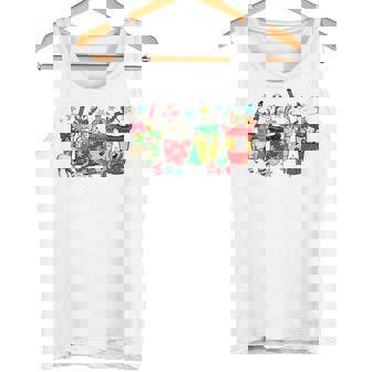 Sheep Christmas Coffee Lover Snowman Latte Xmas Tank Top - Monsterry