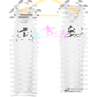 Snowboard Heartbeat 80s 90s Retro Winter Snowboarding Tank Top - Monsterry