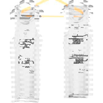 Trumpet Blueprint Vintage Patent Instrument Trumpet Player Tank Top - Monsterry