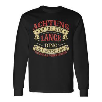 Achtung Es Ist Ein Lange Ding Nachname Namensschild Langarmshirts - Geschenkecke