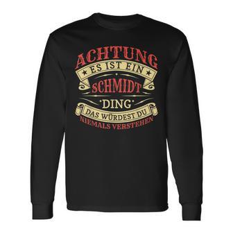 Achtung Es Ist Ein Schmidt Ding Last Name Plate S Langarmshirts - Geschenkecke