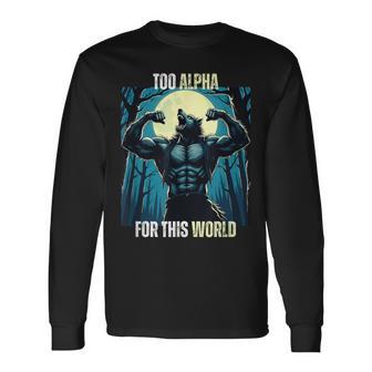 Alpha Male Wolf Grindset Sigma Male Werewolf Meme Langarmshirts - Geschenkecke