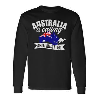 With Australien Ruft Und Ich Muss Gehen Langarmshirts - Geschenkecke