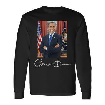 Barack Obama Signature And Portrait Langarmshirts - Geschenkecke