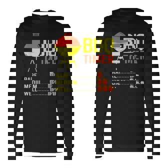 BBQ Timer Barbecue Beer Chart Grill Cooking Time Long Sleeve T-Shirt - Monsterry