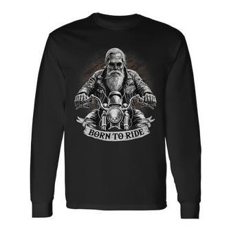 Born To Ride Biker Motorcyclist Slogan Langarmshirts - Geschenkecke