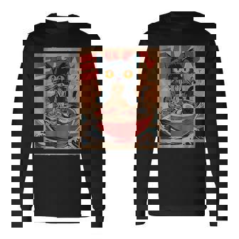 Cat Ramen Japanese Graphic Kawaii Cat Anime Long Sleeve T-Shirt - Thegiftio