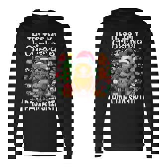This Is My Christmas Pajama Capybara Xmas Pjs Long Sleeve T-Shirt - Monsterry