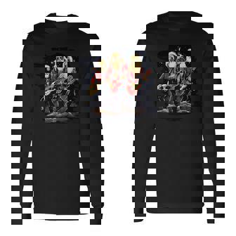 Christmas Rock Band For Guitarist And Santa Costume Lovers Premium Long Sleeve T-Shirt - Monsterry