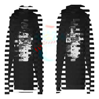 Christmas Scary Snowman Holiday Horror Creepy Face Winter Tank Top Long Sleeve T-Shirt - Monsterry