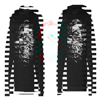 Cool Santa Claus Smoking Weed Marijuana 420 Christmas Long Sleeve T-Shirt | Seseable UK