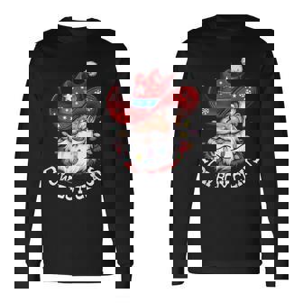 Cowboy Claus Cowboy Santa Hat Xmas Christmas Western Style Long Sleeve T-Shirt - Thegiftio UK