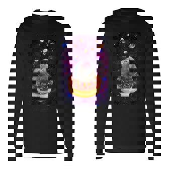 Cute Monkey In Outer Space With Donuts Snow Monkey Shirt Long Sleeve T-Shirt - Monsterry