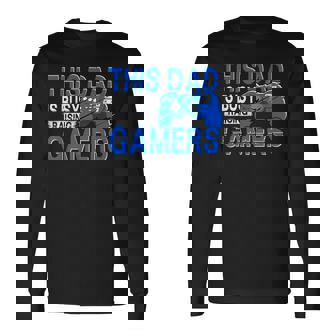 This Dad Is Busy Raising Gamers Gamer Game Controller Gaming Long Sleeve T-Shirt - Monsterry