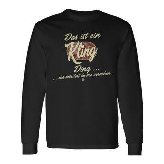 Damen Das Ist Ein Kling Ding Lustiges Familie Kling Mit-Ausschnitt Langarmshirts - Geschenkecke