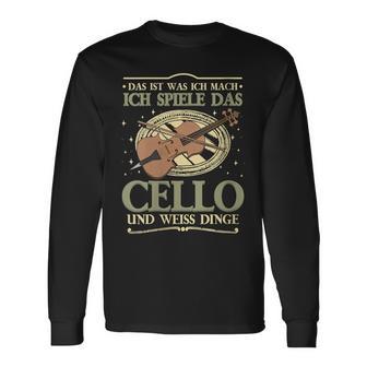 Damen Das Ist Was Ich Mach Ich Spiele Das Cello Und Weiss Dinge Mit-Ausschnitt Langarmshirts - Geschenkecke