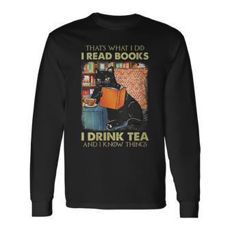 Damen Das Ist Was Ich Tue Ich Lese Bücher Ich Trinke Und Ich Weiß Dinge Mit-Ausschnitt Langarmshirts - Geschenkecke