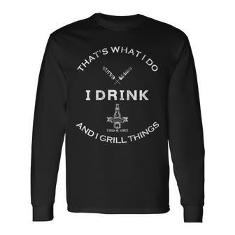 Damen Das Ist Was Ich Tue Ich Trinke Und Ich Grille Dinge Mit-Ausschnitt Langarmshirts - Geschenkecke