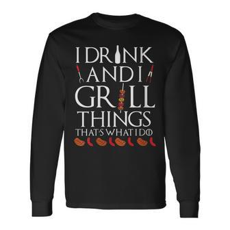 Damen Ich Trinke Und Grille Dinge Das Ist Es Was Ich Tue Urkomis Mit-Ausschnitt Langarmshirts - Geschenkecke