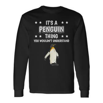 Damen Ist So Ein Pinguin Ding Lustiger Spruch Pinguine Mit-Ausschnitt Langarmshirts - Geschenkecke