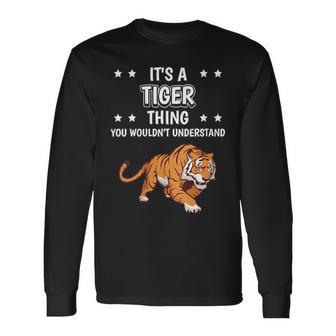 Damen Ist So Ein Tiger Ding Lustiger Spruch Tiger Mit-Ausschnitt Langarmshirts - Geschenkecke