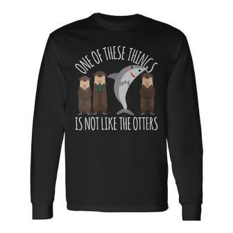 Damen Lustiger Hai Eines Dieser Dinge Ist Nicht Wie Die Otter Mit-Ausschnitt Langarmshirts - Geschenkecke