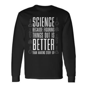 Damen Wissenschaft Weil Es Besser Ist Dinge Zu Erfinden Nerd Mit-Ausschnitt Langarmshirts - Geschenkecke