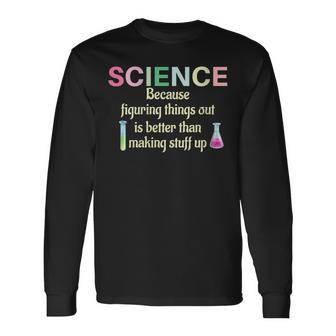 Damen Wissenschaft Weil Es Lehrer Lustig Und Cool Ist Dinge Herauszufinden Mit-Ausschnitt Langarmshirts - Geschenkecke