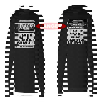 Danger Wild Animal Sign T Shirt Long Sleeve T-Shirt - Monsterry